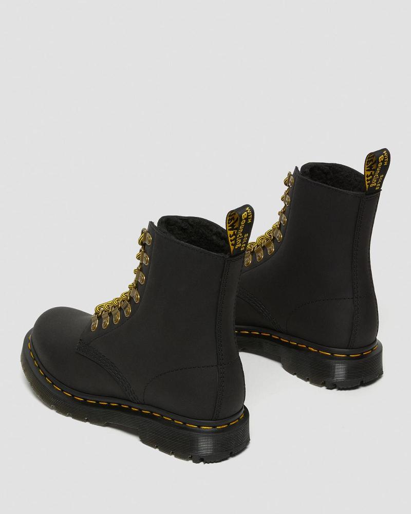 Botas de Invierno Dr Martens 1460 Pascal DM's Wintergrip Cuero Mujer Negros | MX 509BEX